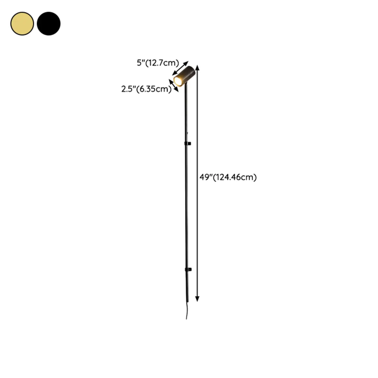 Industrial Black Plug In Wall Sconce with Adjustable Head  #size