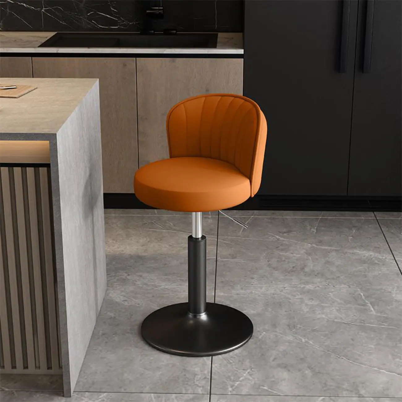 Modern Leather Adjustable Swivel Bar Stools with Back Image - 17 | homeyfad
