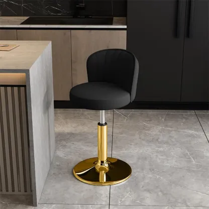 Modern Leather Adjustable Swivel Bar Stools with Back Image - 17