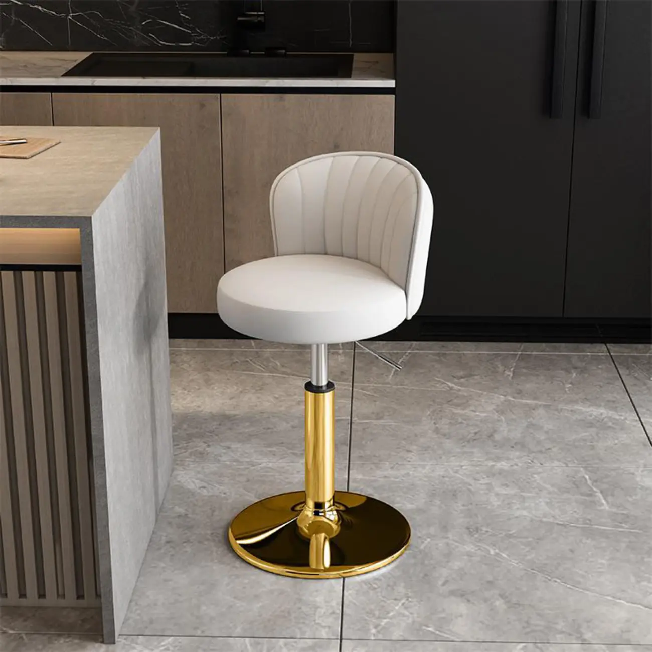 Modern Leather Adjustable Swivel Bar Stools with Back Image - 29 | homeyfad