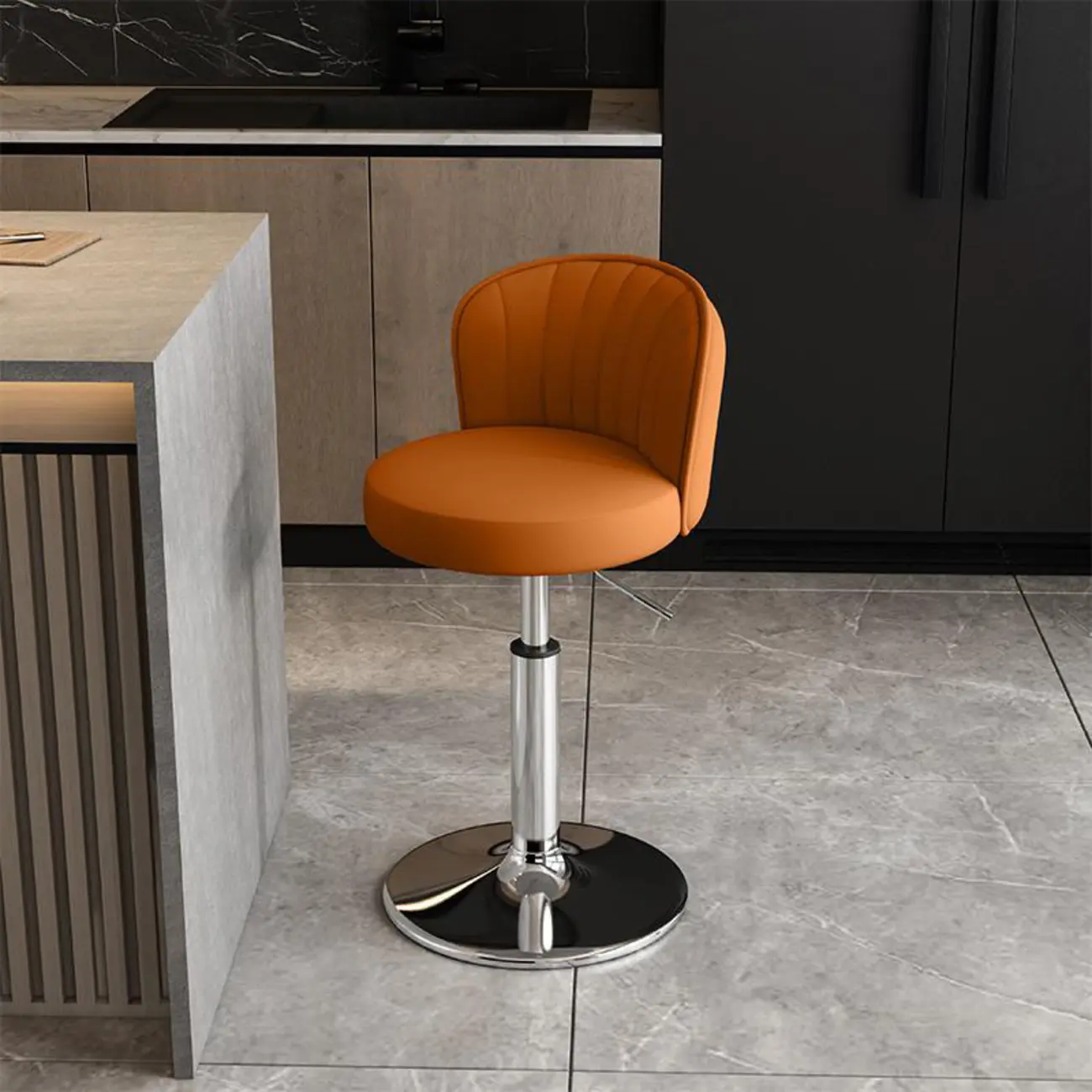 Modern Leather Adjustable Swivel Bar Stools with Back Image - 33 | homeyfad