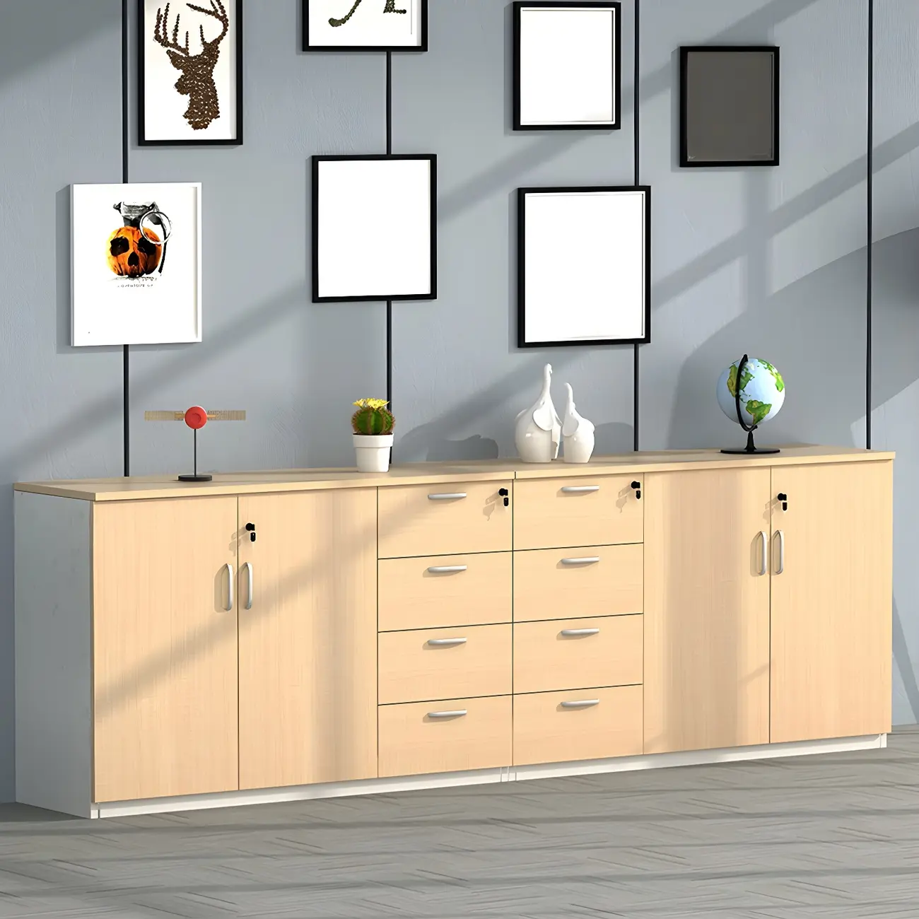 Glam Natural Wooden Large Filing Cabinets with Shelves for Office Image - 1 | homeyfad