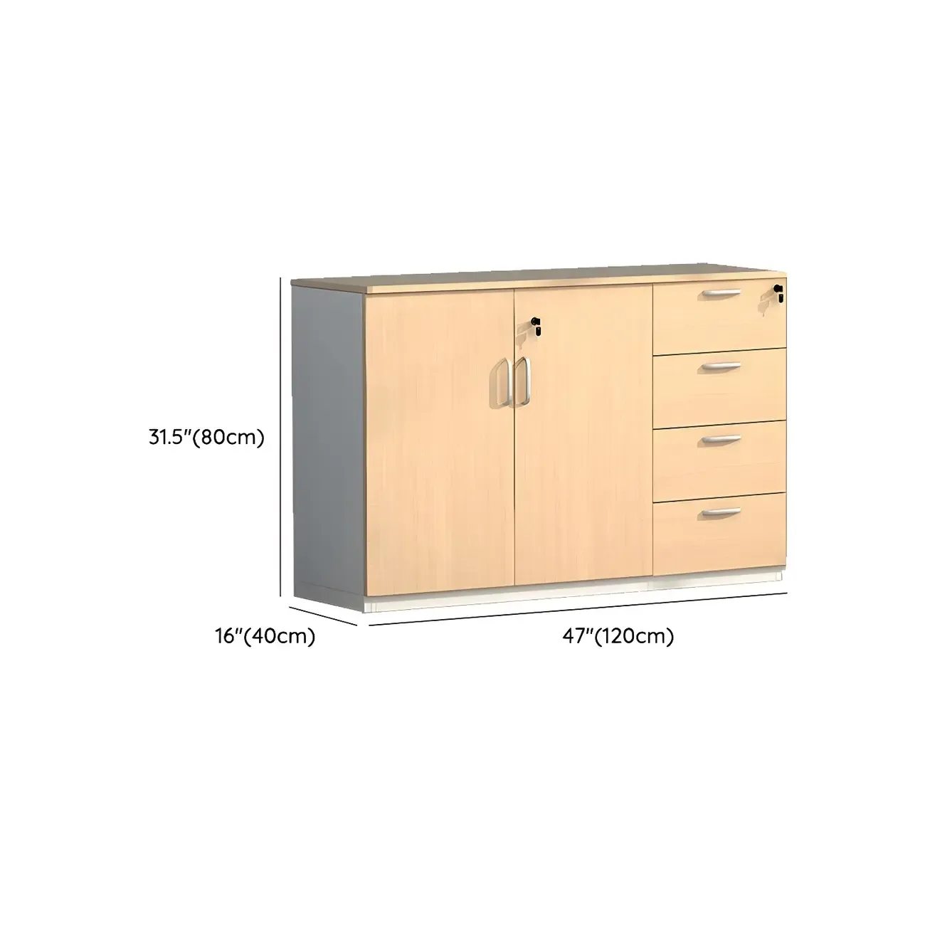 Glam Natural Wooden Large Filing Cabinets with Shelves for Office Image - 10