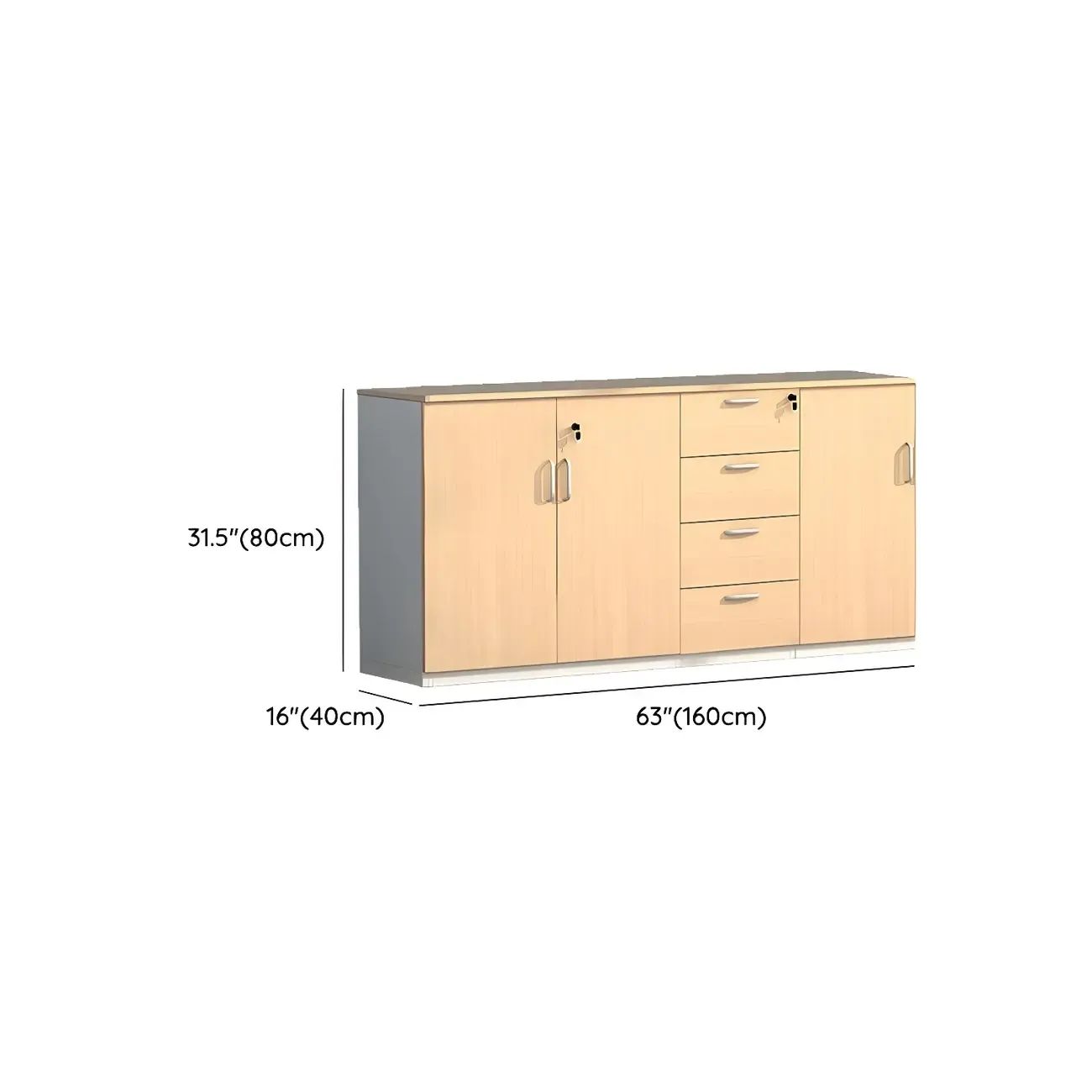Glam Natural Wooden Large Filing Cabinets with Shelves for Office Image - 11