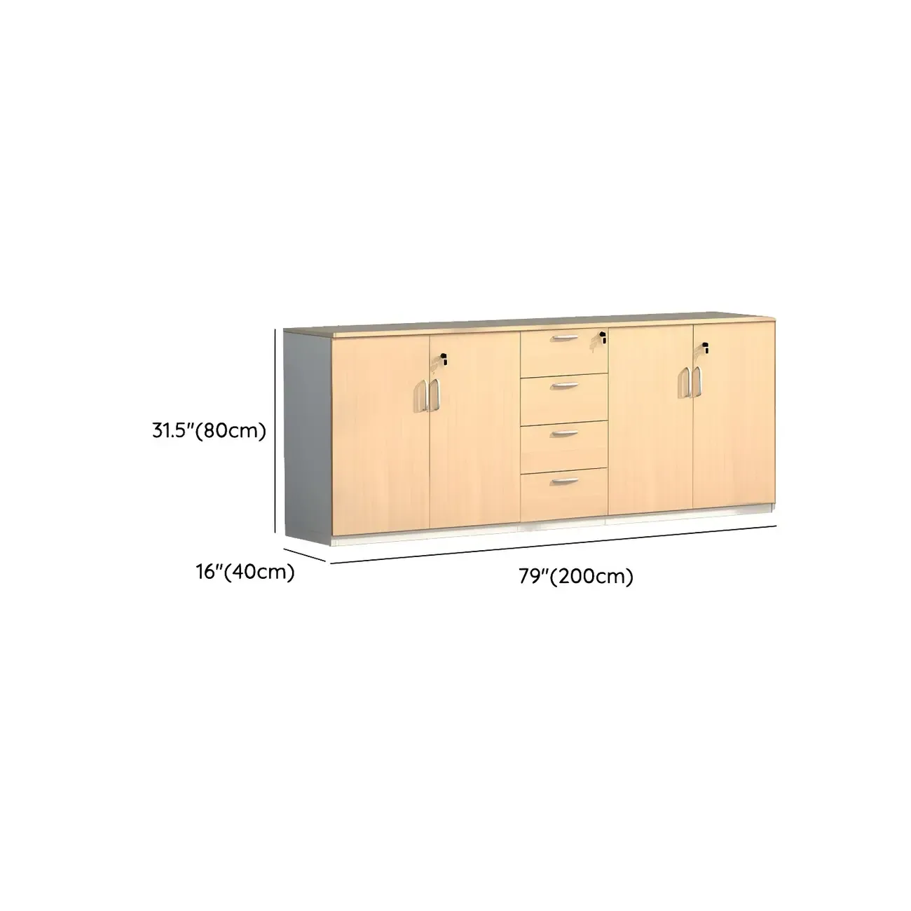 Glam Natural Wooden Large Filing Cabinets with Shelves for Office Image - 12
