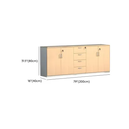 Glam Natural Wooden Large Filing Cabinets with Shelves for Office Image - 12