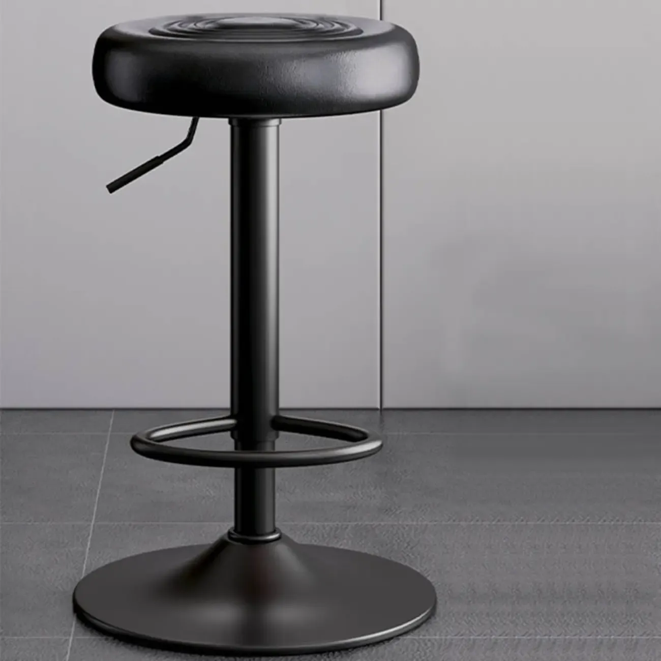 Classic Metal Round Swivel Bar Stool with Cushion for Home Bar Image - 2
