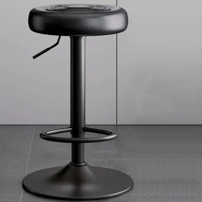 Classic Metal Round Swivel Bar Stool with Cushion for Home Bar Image - 2