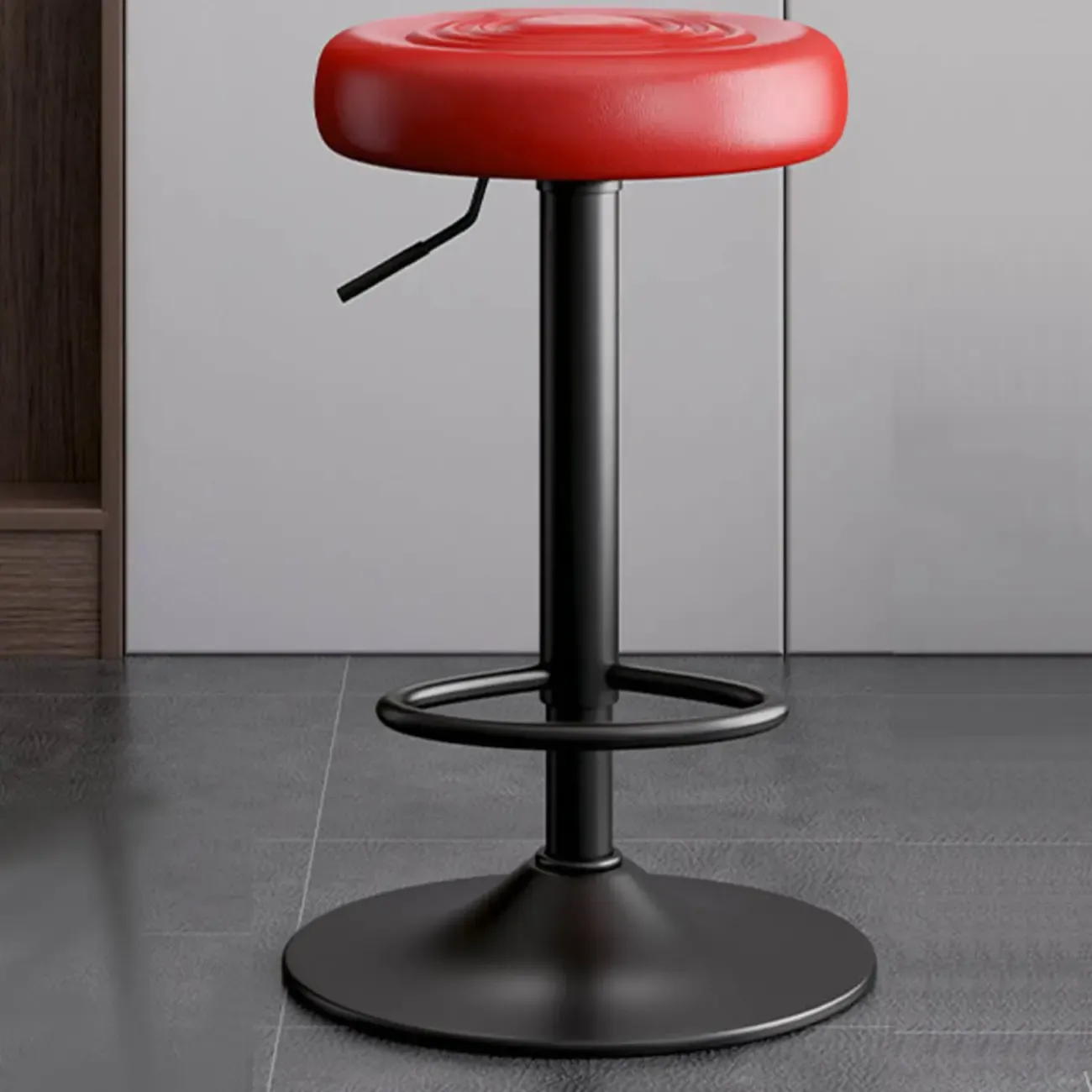 Classic Metal Round Swivel Bar Stool with Cushion for Home Bar Image - 5