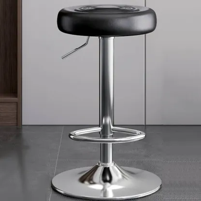 Classic Metal Round Swivel Bar Stool with Cushion for Home Bar Image - 7