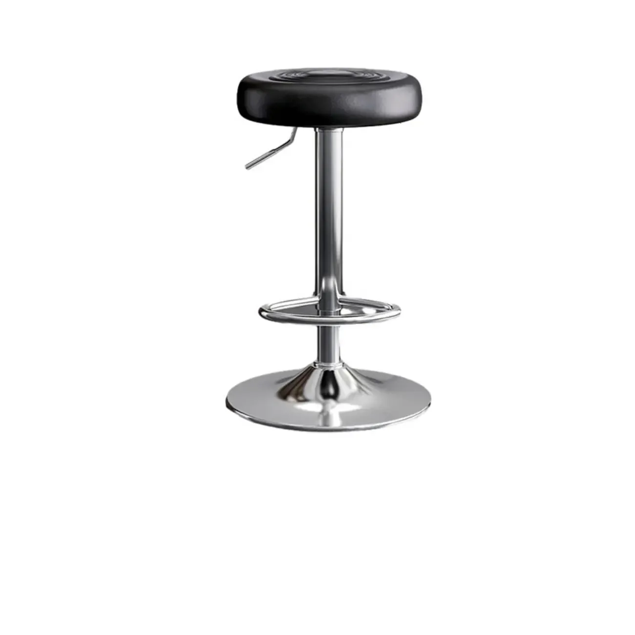 Classic Metal Round Swivel Bar Stool with Cushion for Home Bar Image - 8