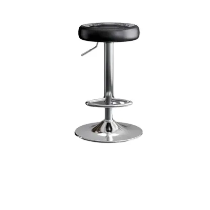 Classic Metal Round Swivel Bar Stool with Cushion for Home Bar Image - 8