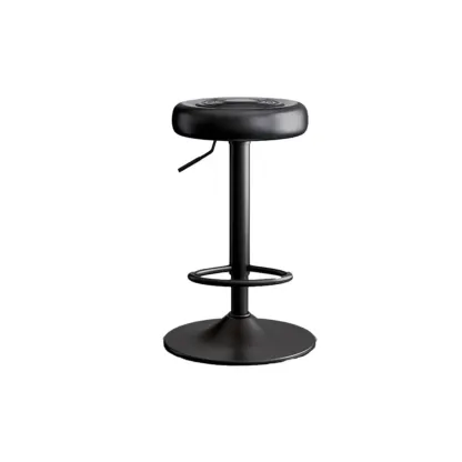 Classic Metal Round Swivel Bar Stool with Cushion for Home Bar Image - 11