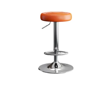 Classic Metal Round Swivel Bar Stool with Cushion for Home Bar Image - 12