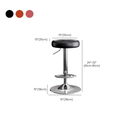 Classic Metal Round Swivel Bar Stool with Cushion for Home Bar Image - 18