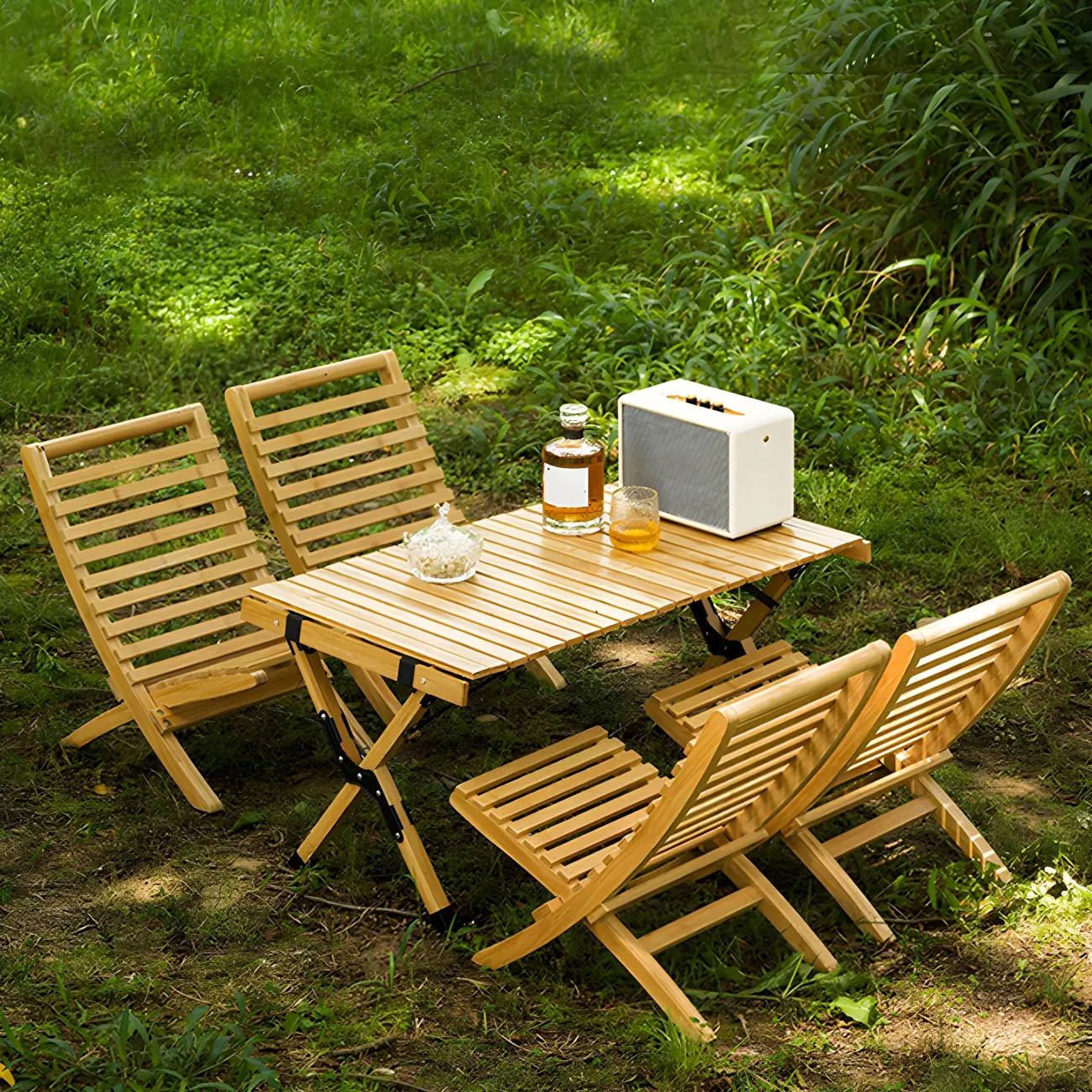 Rectangular Foldable Wood Modern Outdoor Dining Table Image - 1 | homeyfad