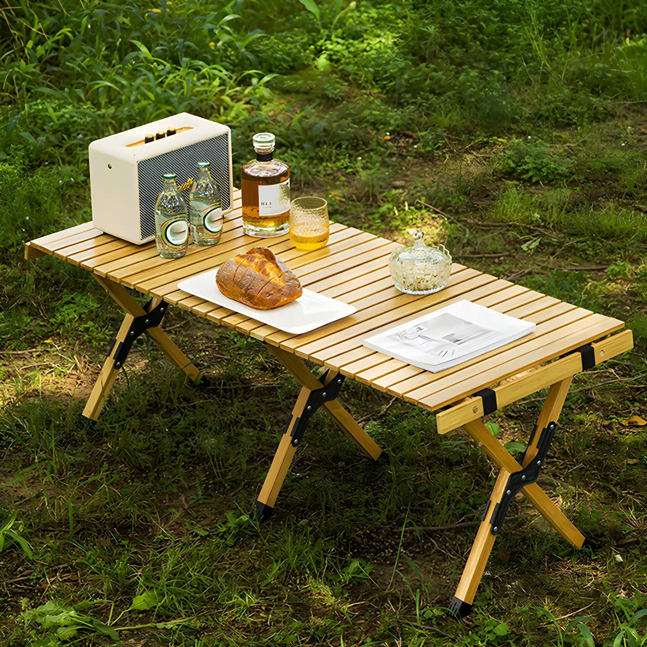 Rectangular Foldable Wood Modern Outdoor Dining Table Image - 2 | homeyfad
