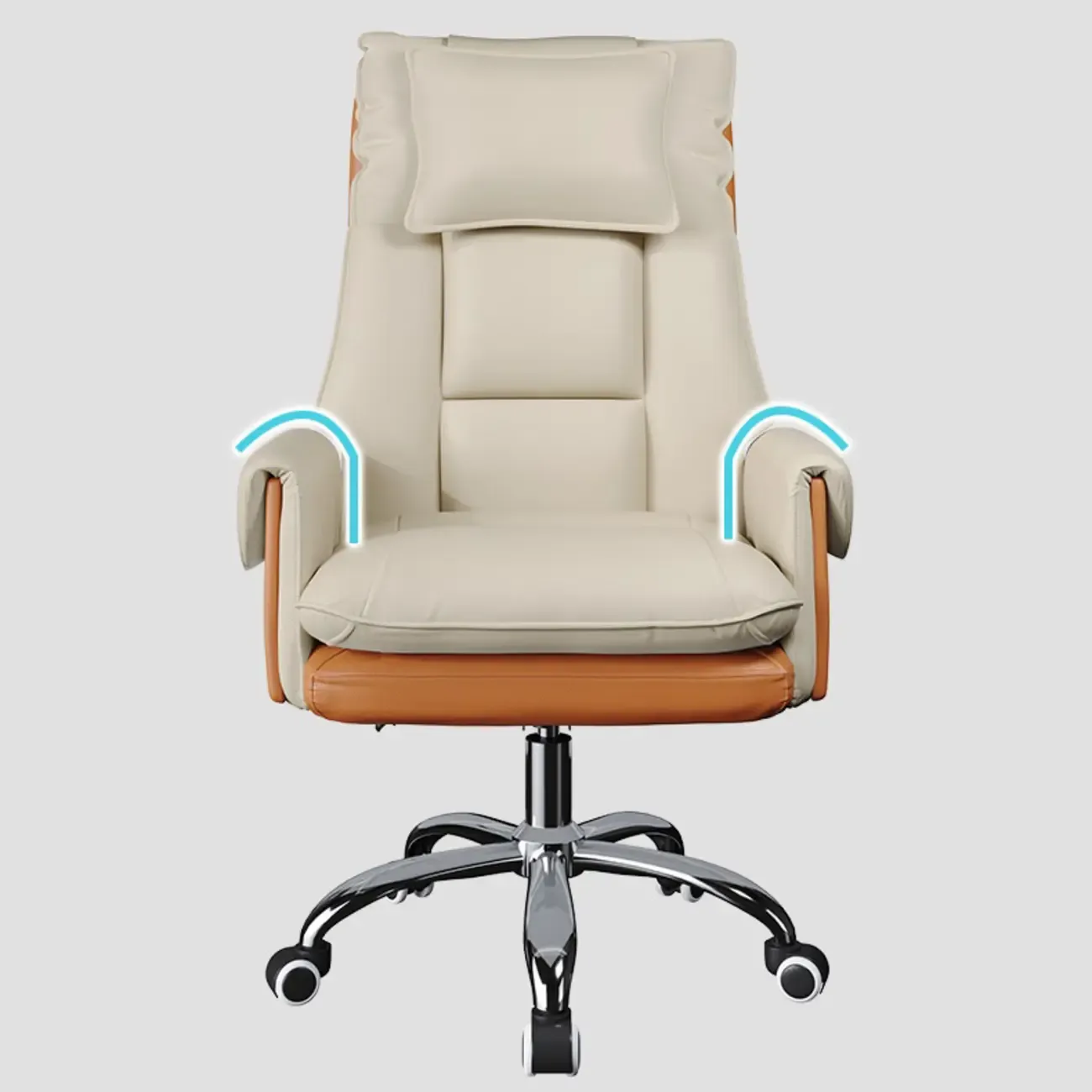 Modern High Back Ergonomic Leather Swivel Executive Office Chair Image - 7