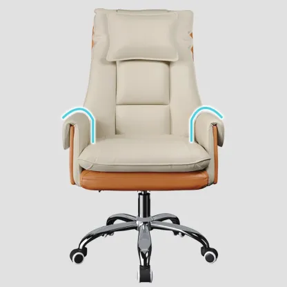 Modern High Back Ergonomic Leather Swivel Executive Office Chair Image - 7