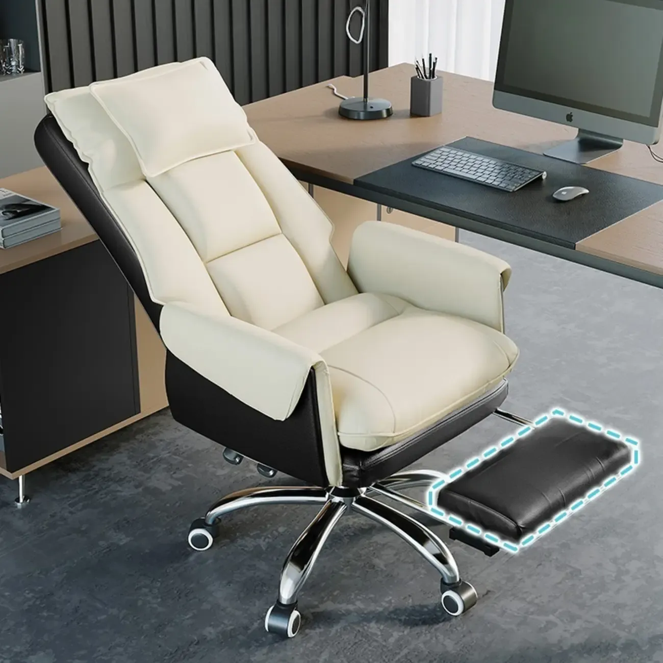 Modern High Back Ergonomic Leather Swivel Executive Office Chair Image - 2