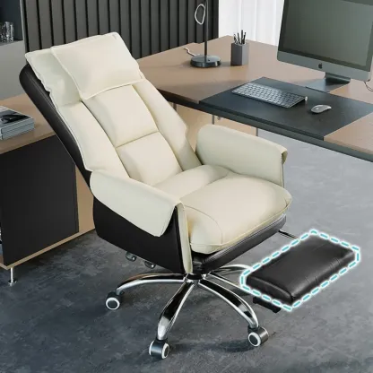 Modern High Back Ergonomic Leather Swivel Executive Office Chair Image - 2