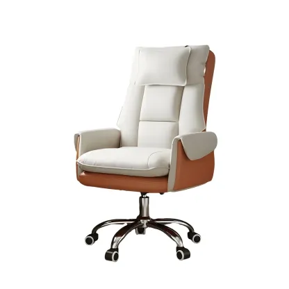 Modern High Back Ergonomic Leather Swivel Executive Office Chair Image - 21