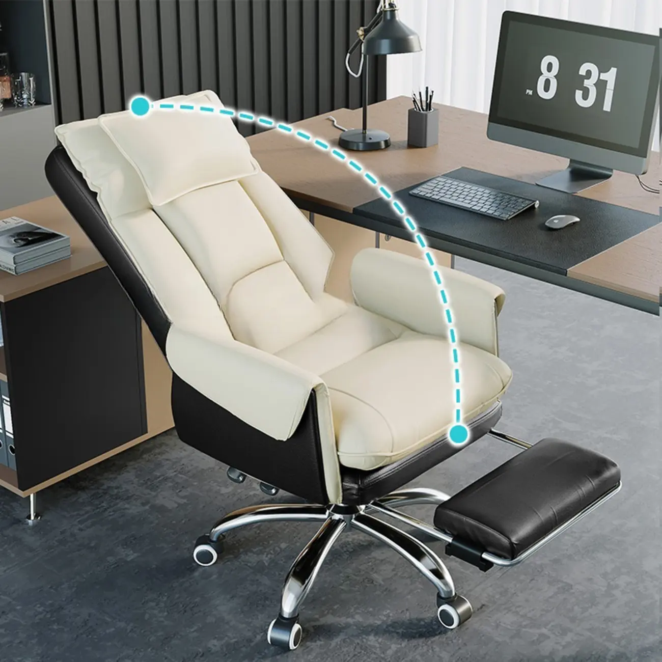 Modern High Back Ergonomic Leather Swivel Executive Office Chair Image - 3 | homeyfad