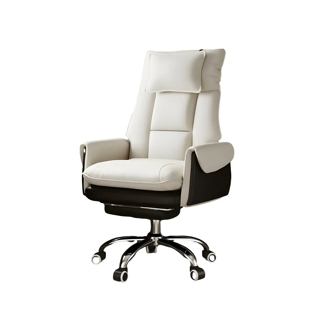 Modern High Back Ergonomic Leather Swivel Executive Office Chair Image - 14