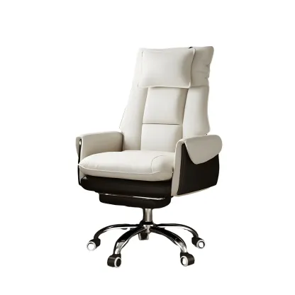 Modern High Back Ergonomic Leather Swivel Executive Office Chair Image - 14