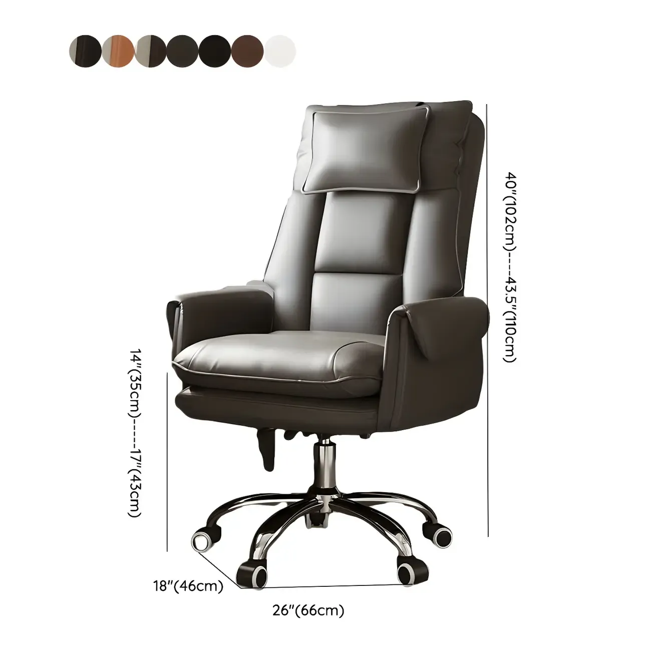 Modern High Back Ergonomic Leather Swivel Executive Office Chair Image - 13