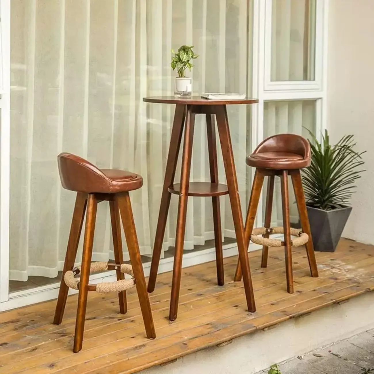 Modern Rubberwood Bar Table Non Adjustable Ideal for Home Image - 6