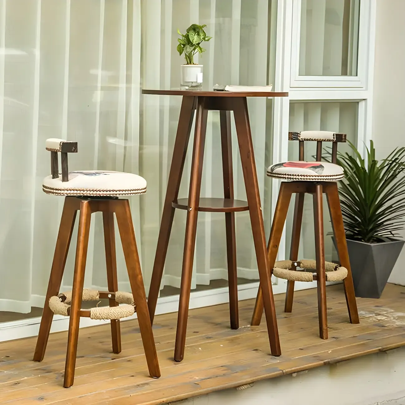 Modern Rubberwood Bar Table Non Adjustable Ideal for Home Image - 7