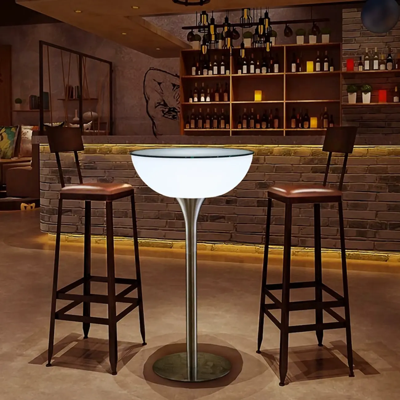 Modern Lighting White Acrylic Silver Metal Bar Tables Image - 1 | homeyfad