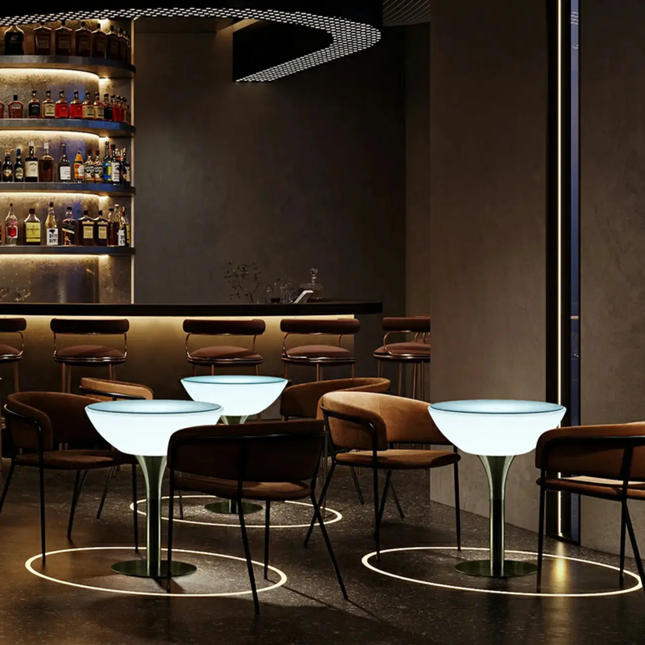 Modern Lighting White Acrylic Silver Metal Bar Tables Image - 4 | homeyfad