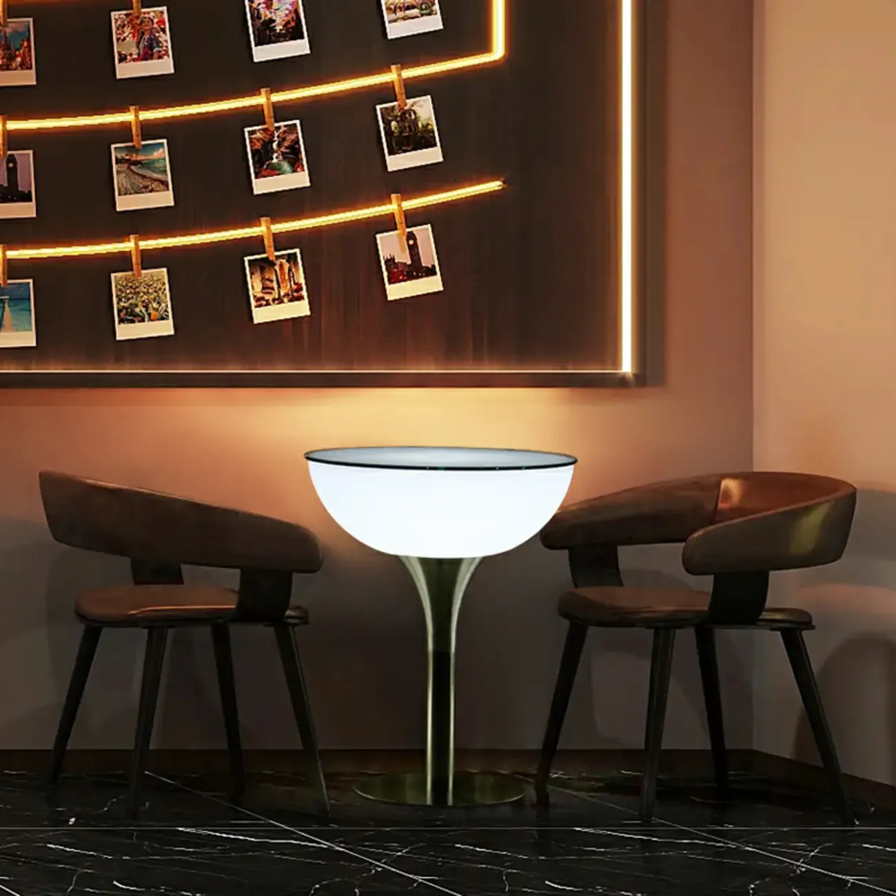 Modern Lighting White Acrylic Silver Metal Bar Tables Image - 6