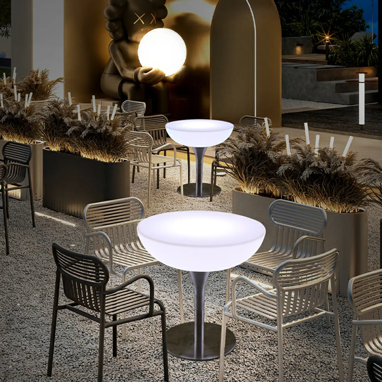 Modern Lighting White Acrylic Silver Metal Bar Tables Image - 8 | homeyfad