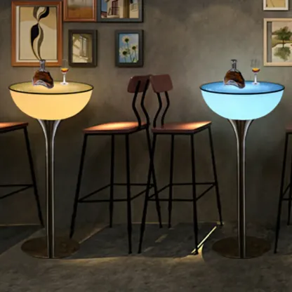 Modern Lighting White Acrylic Silver Metal Bar Tables Image - 13