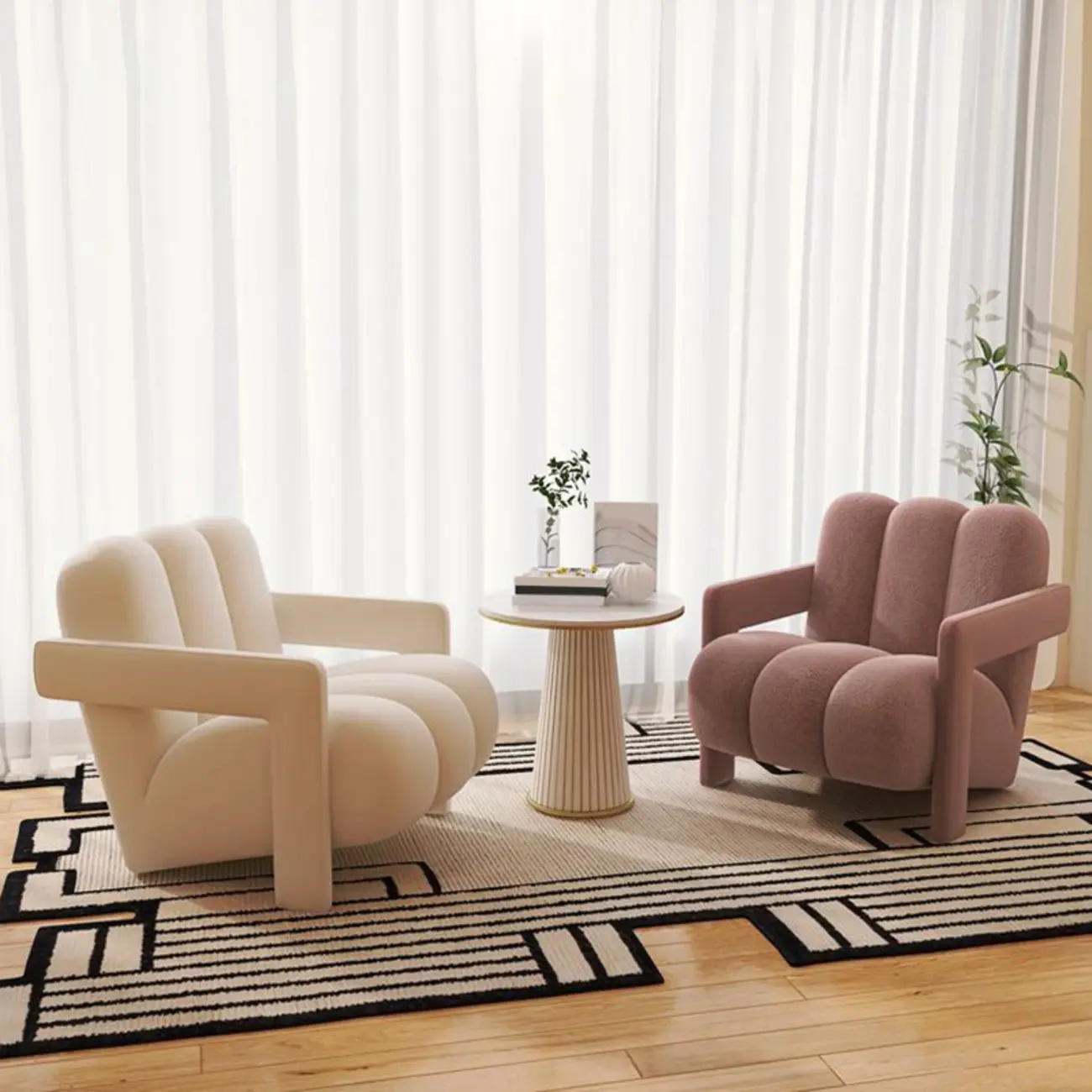 Elegant Flannel Accent Chair with Cushions for Living Room Image - 5 | homeyfad
