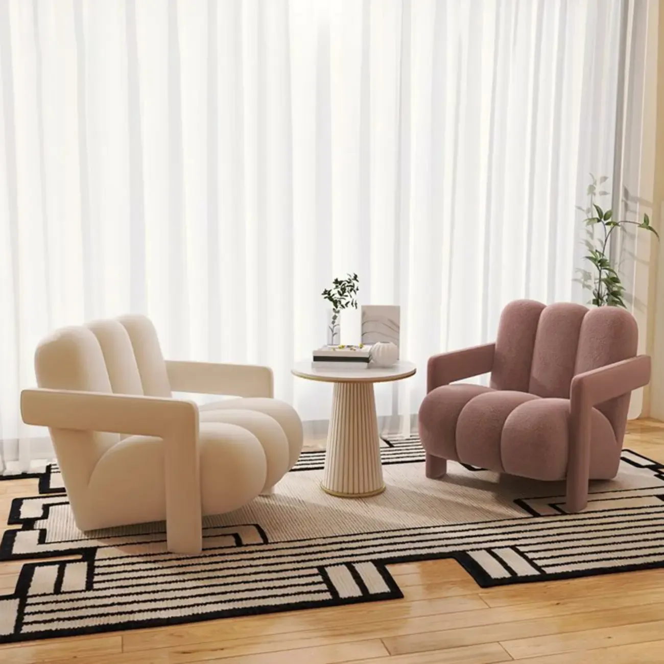 Elegant Flannel Accent Chair with Cushions for Living Room Image - 5