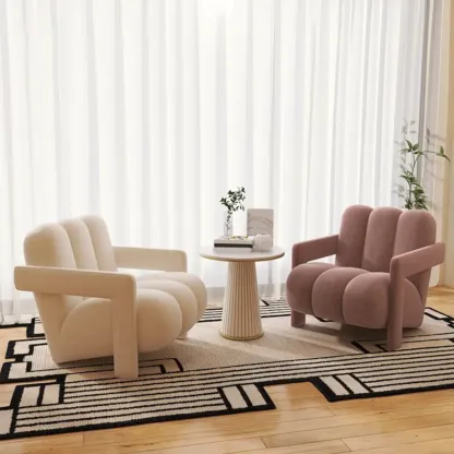 Elegant Flannel Accent Chair with Cushions for Living Room Image - 5