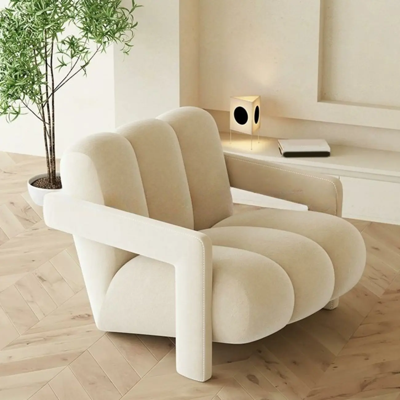 Elegant Flannel Accent Chair with Cushions for Living Room Image - 3 | homeyfad