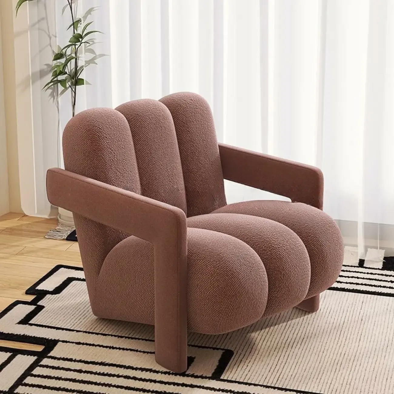 Elegant Flannel Accent Chair with Cushions for Living Room Image - 2