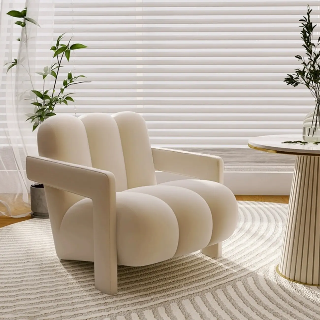 Elegant Flannel Accent Chair with Cushions for Living Room Image - 10 | homeyfad