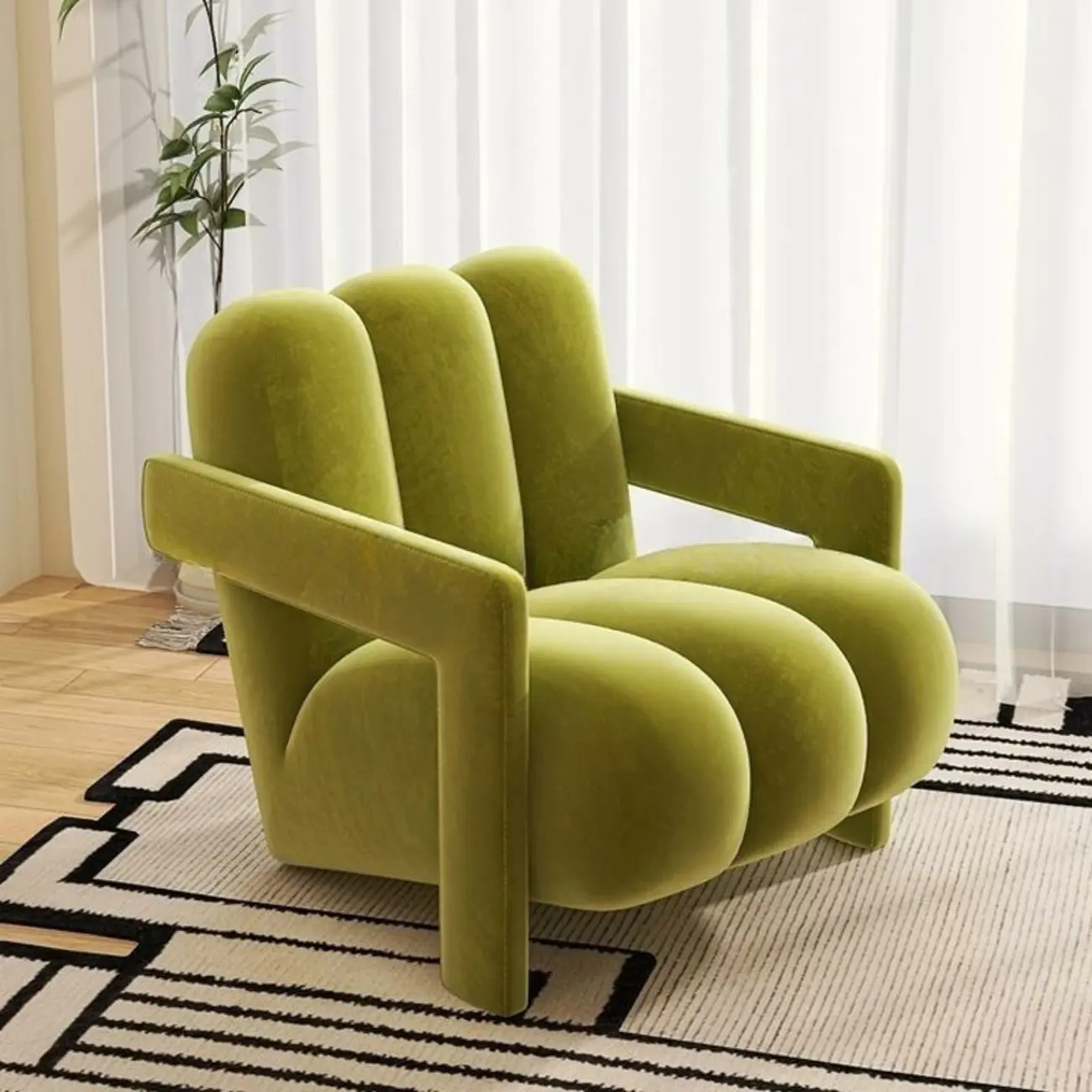 Elegant Flannel Accent Chair with Cushions for Living Room Image - 1 | homeyfad