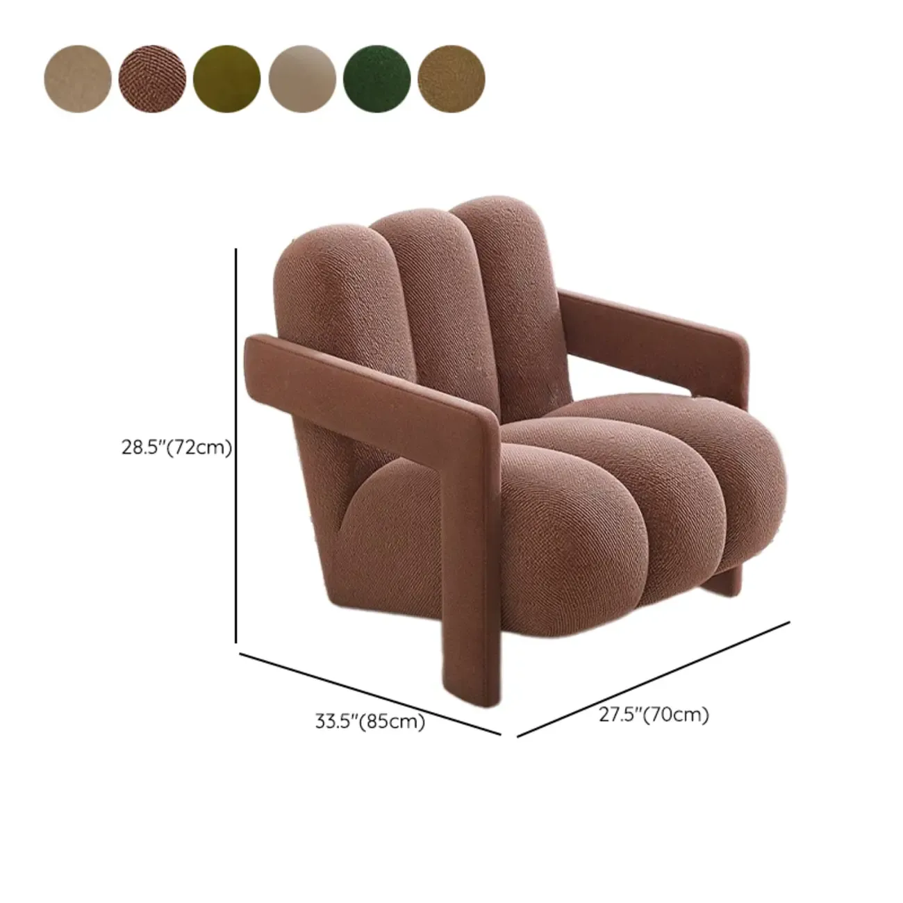 Elegant Flannel Accent Chair with Cushions for Living Room #size