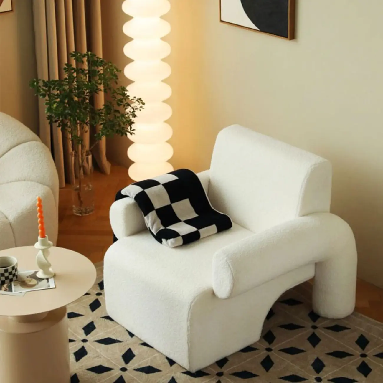 Traditional Fabric Accent Armchair with Cushion for Living Room Image - 2 | homeyfad