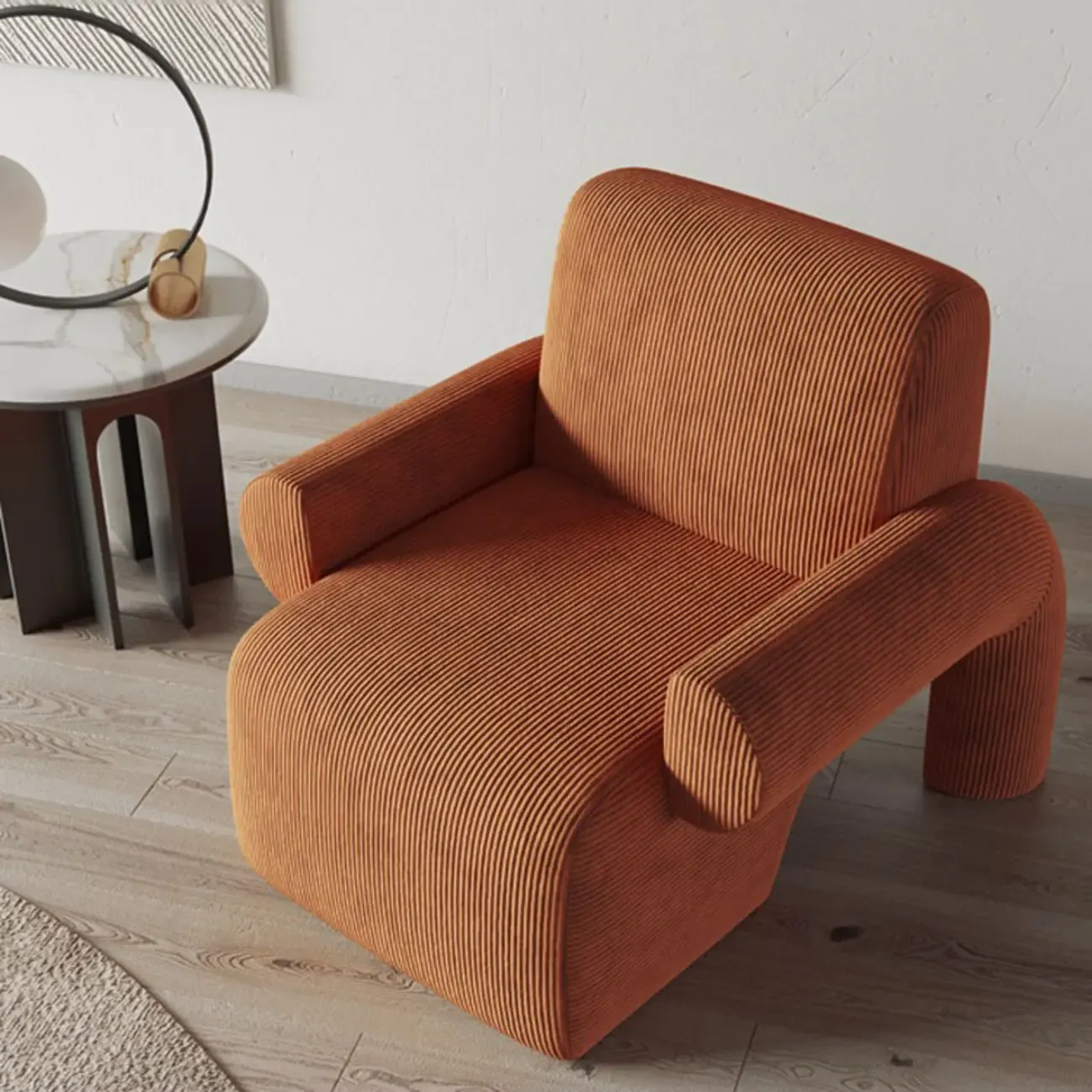 Traditional Fabric Accent Armchair with Cushion for Living Room Image - 6