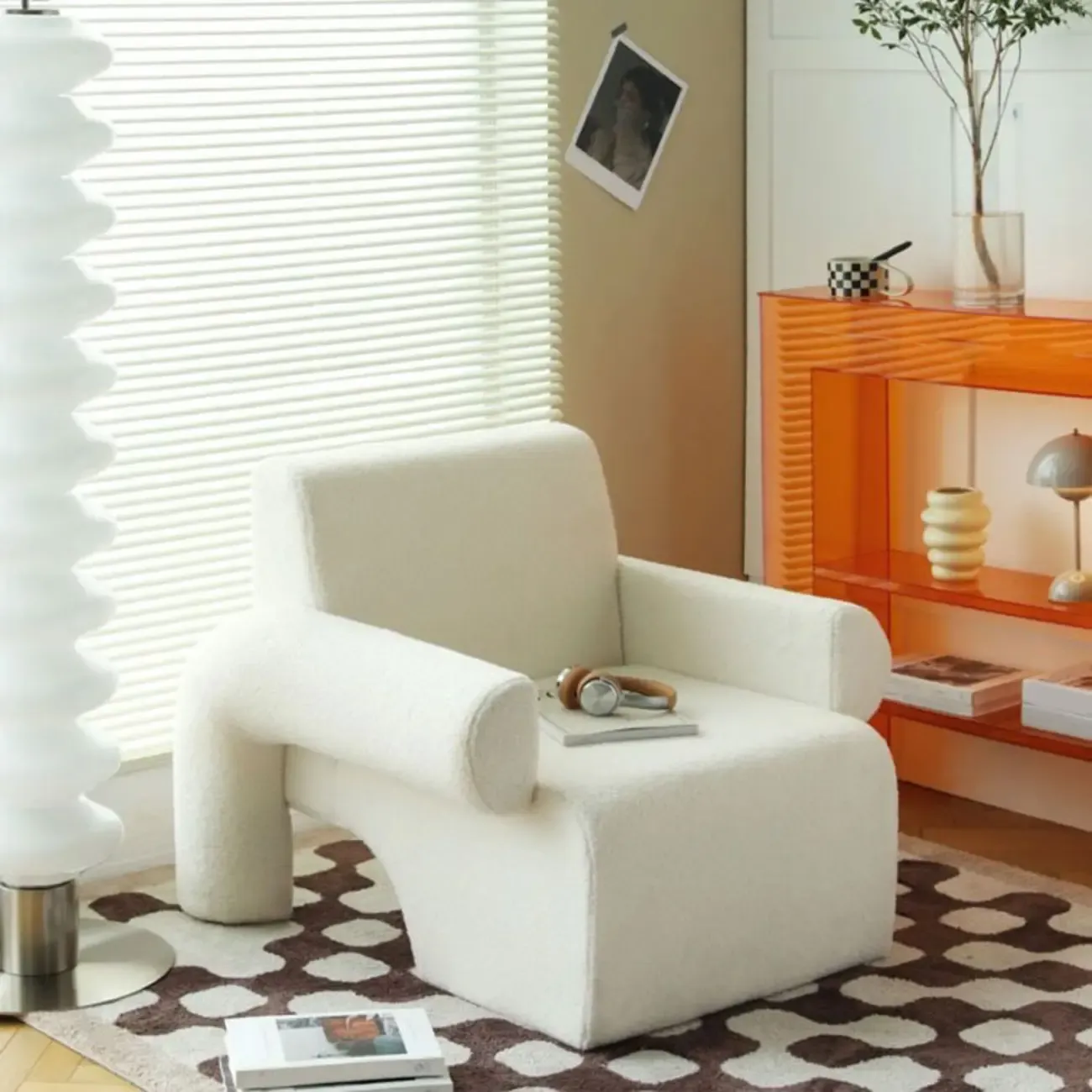 Traditional Fabric Accent Armchair with Cushion for Living Room Image - 8