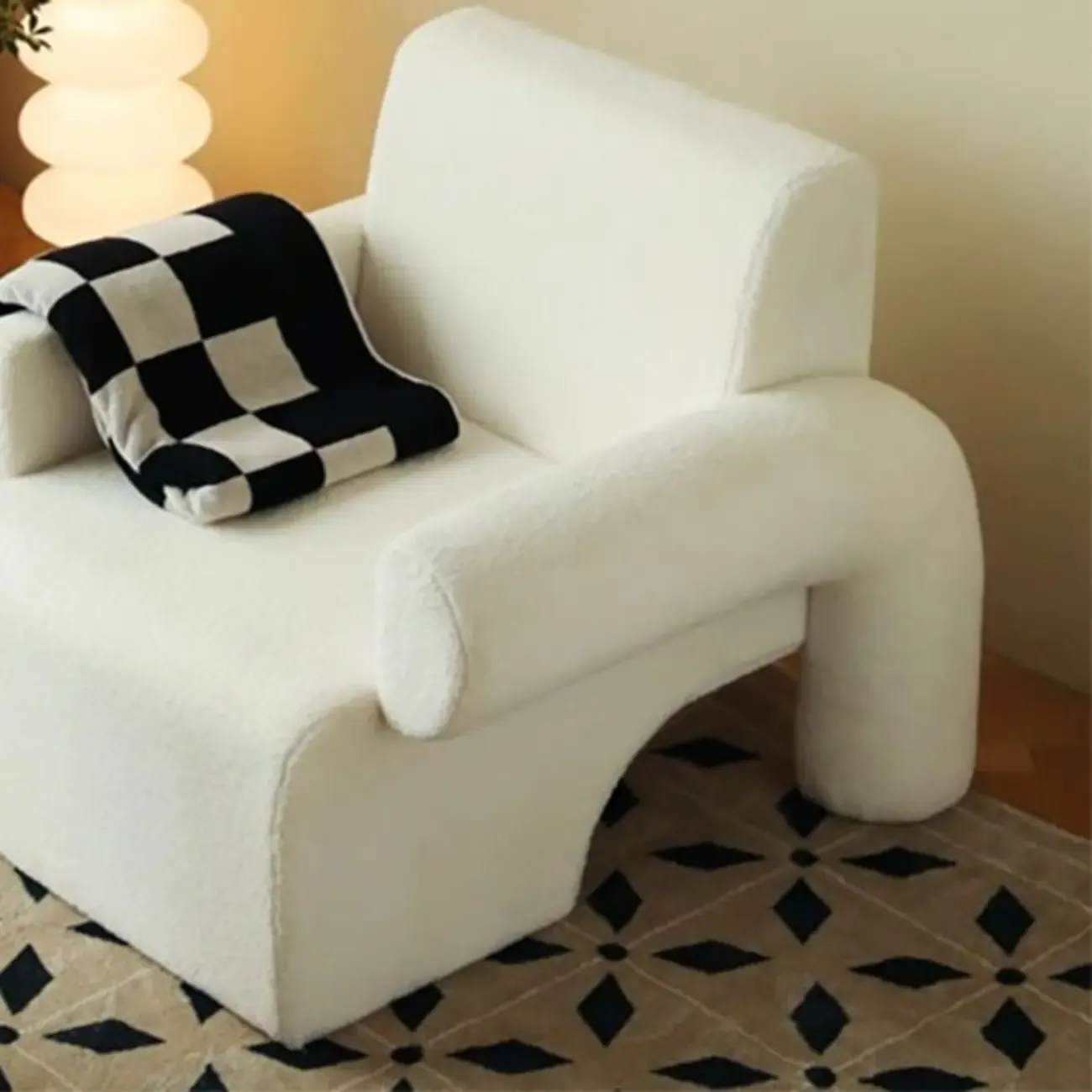 Traditional Fabric Accent Armchair with Cushion for Living Room Image - 12