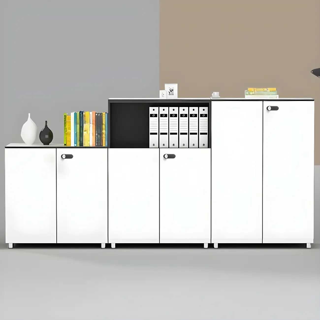 Minimalist Wooden Lockable Filing Cabinets with Legs for Office Image - 2